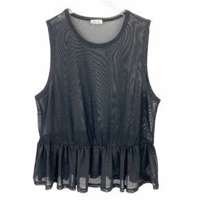 GARAGE Mesh Sheer Peplum Top Medium